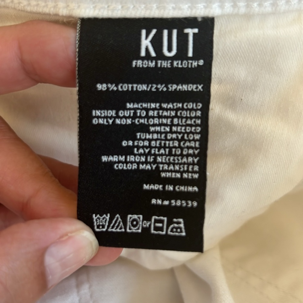 🕶️Kut from the Kloth Stella High Rise Fab Ab Flare Size 16 Optic White - Picture 9 of 9